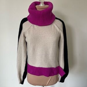 Dorothee Schumacher Wool Cashmere Color Block Removable Turtleneck Sweater 1/XS
